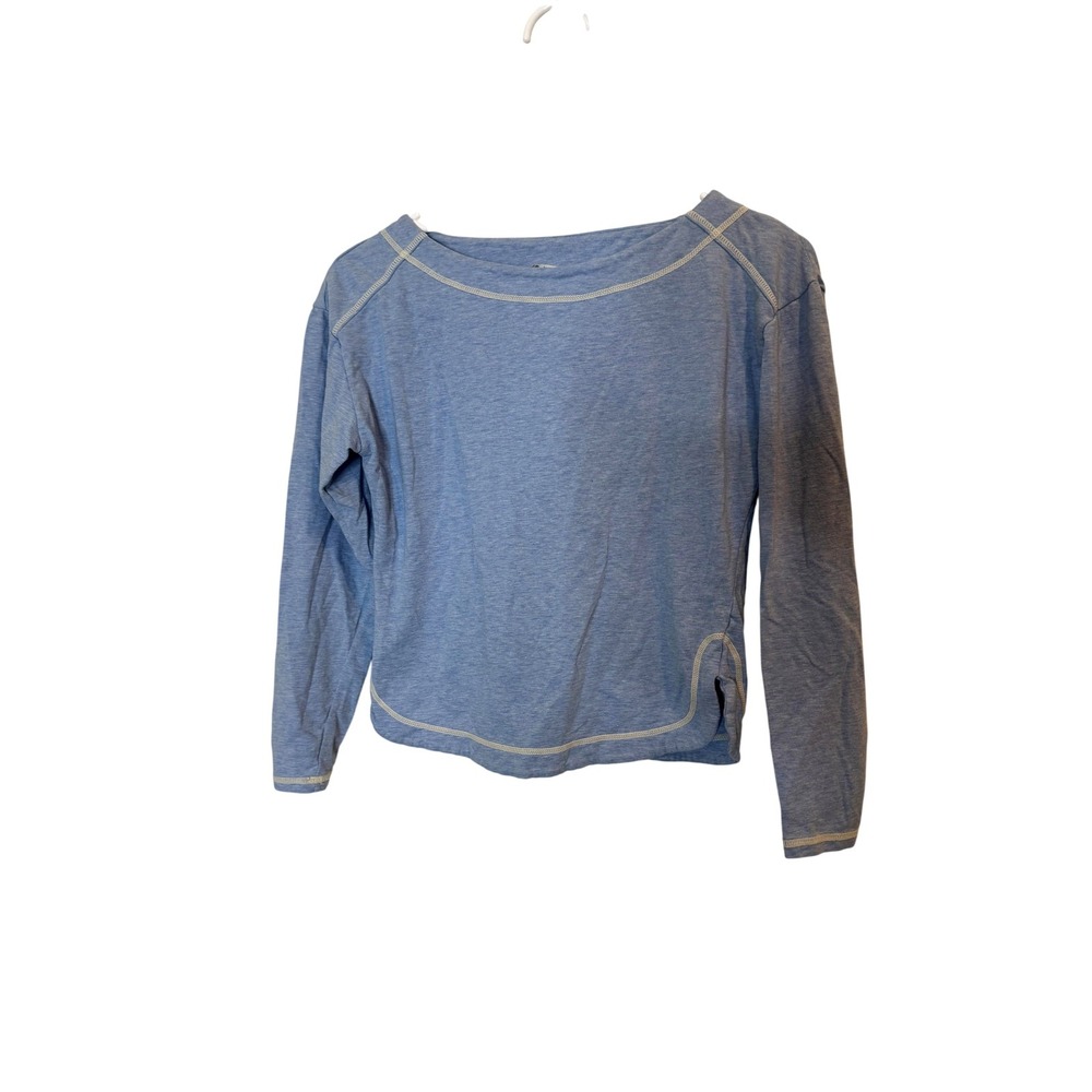 Free People Shirt Womens XS Blue Boat Neck‎ Raglan Long Sleeve Lightweight Top